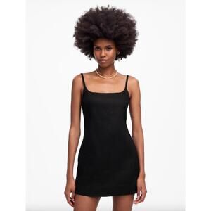 Madewell Squareneck Romper Jet Black Minimalist Linen Blend Classic US 6 NWT